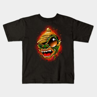 monkey warrior green Kids T-Shirt